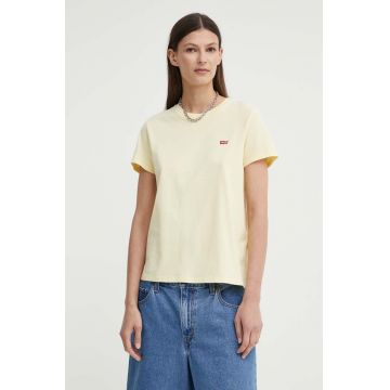 Levi's tricou din bumbac femei, culoarea galben