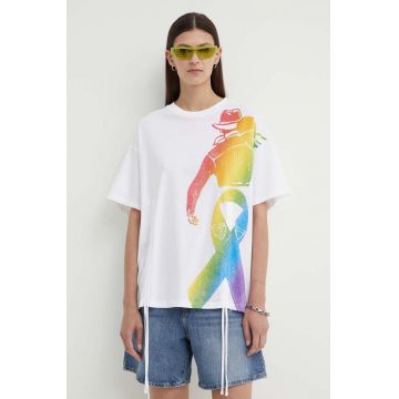 Levi's tricou din bumbac Pride femei, culoarea alb