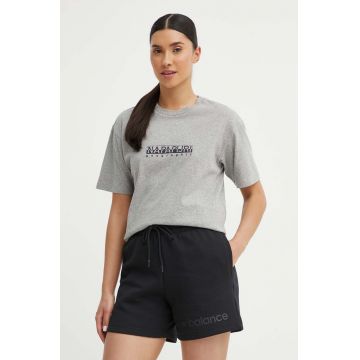 Napapijri tricou din bumbac S-Box femei, culoarea gri, NP0A4GDD1601