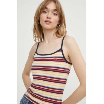 Superdry top femei, culoarea galben