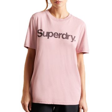 Tricou cu decolteu la baza gatului si logo, mov, dama, SuperDry