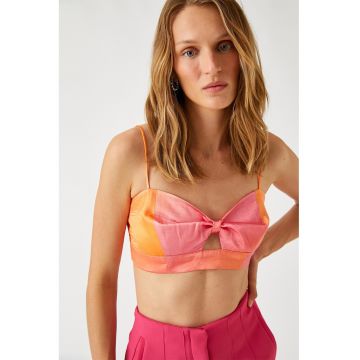 Top crop cu model colorblock