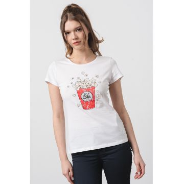 Tricou de bumbac cu decolteu rotund