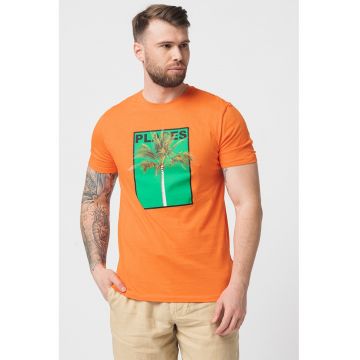 Tricou din bumbac cu decolteu la baza gatului