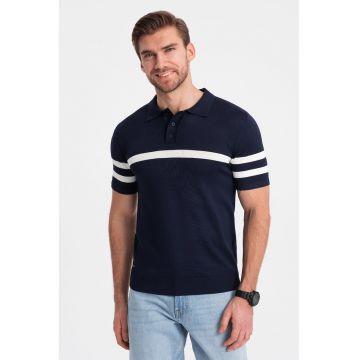 Tricou polo cu dungi contrastante