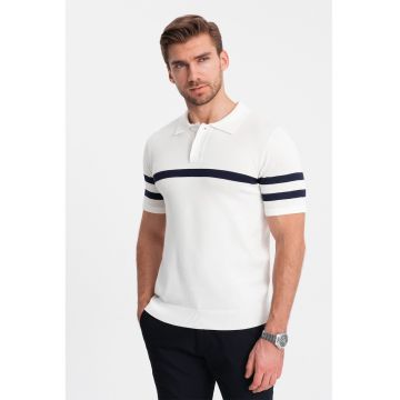 Tricou polo cu dungi contrastante