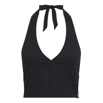 Top crop cu decolteu in V si model halter