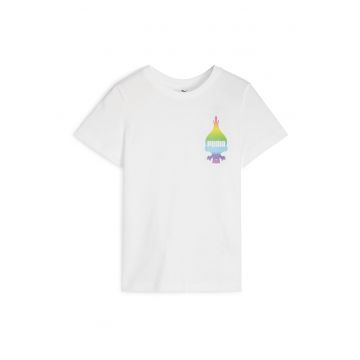 Tricou cu decolteu la baza gatului si imprimeu cu desene