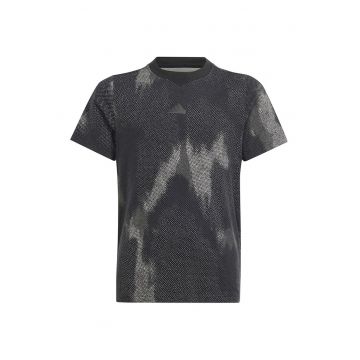 Tricou cu decolteu la baza gatului si model tie-dye