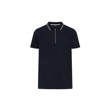 Tricou polo cu fenta cu fermoar Adam