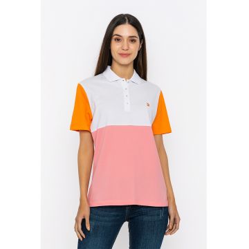 Tricou polo din bumbac cu model colorblock