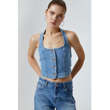 Top halter de denim