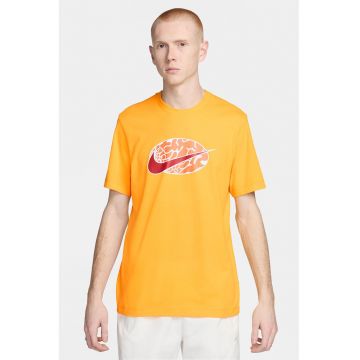 Tricou cu decolteu la baza gatului si imprimeu logo Swoosh