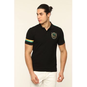 Tricou polo cu detaliu brodat pe piept Mare