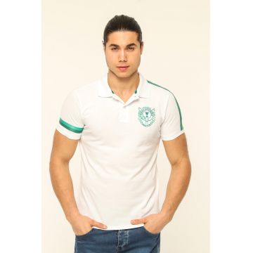 Tricou polo cu detaliu brodat pe piept Mare