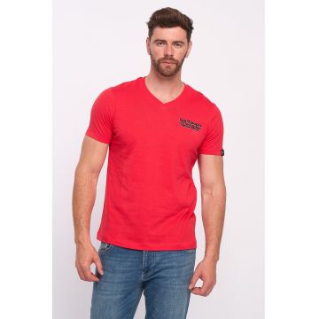 Tricou cu decolteu in V si logo