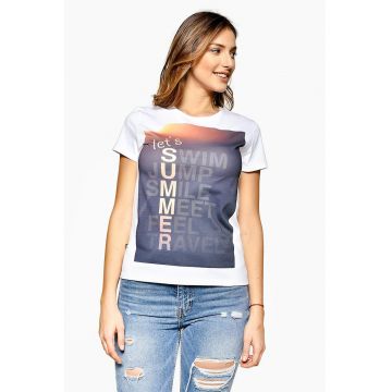 Tricou de bumbac cu imprimeu text