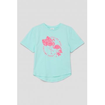 Tricou relaxed fit cu flamingo