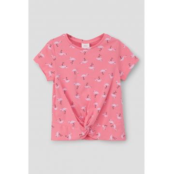 Tricou slim fit cu flamingo