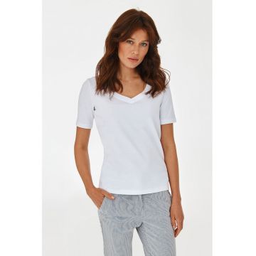 Tricou de bumbac organic cu decolteu in V