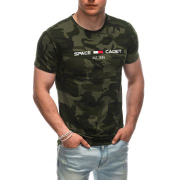 Tricou din amestec de bumbac cu model camuflaj