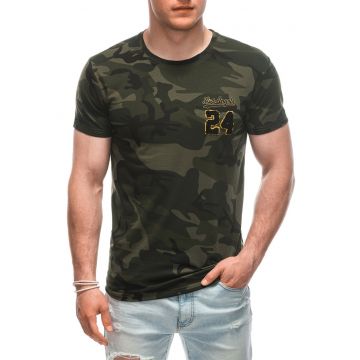 Tricou din amestec de bumbac cu model camuflaj