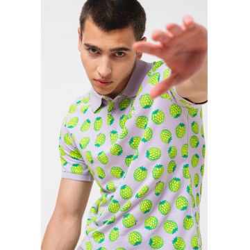 Tricou polo de bumbac cu model