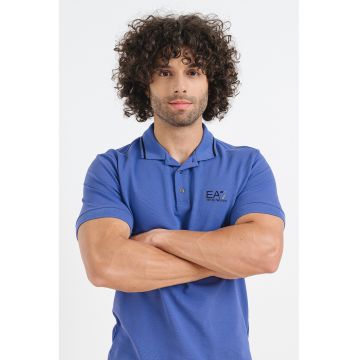 Tricou polo din material pique cu logo pe piept