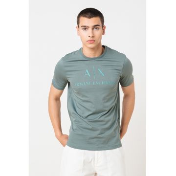 Tricou slim fit de bumbac cu logo