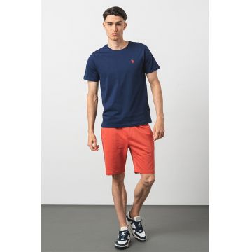 U.S. Polo Assn - Tricou de bumbac cu decolteu la baza gatului