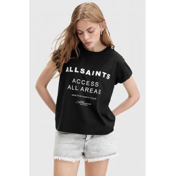 AllSaints tricou din bumbac TOUR ANNA femei, culoarea negru, W071JA