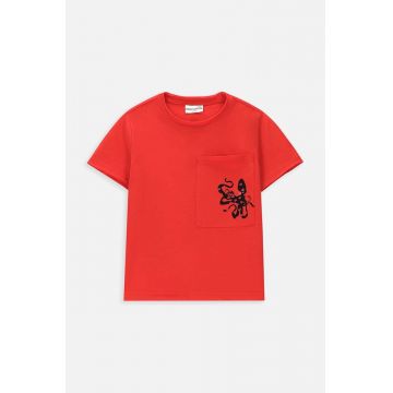 Coccodrillo tricou de bumbac pentru copii culoarea rosu, cu imprimeu