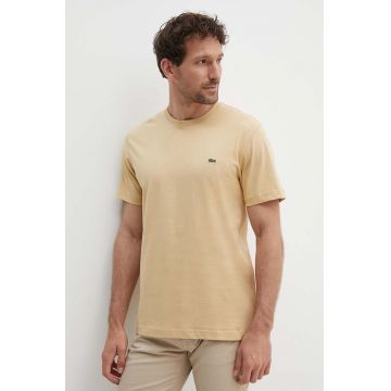 Lacoste tricou din bumbac barbati, culoarea alb, neted