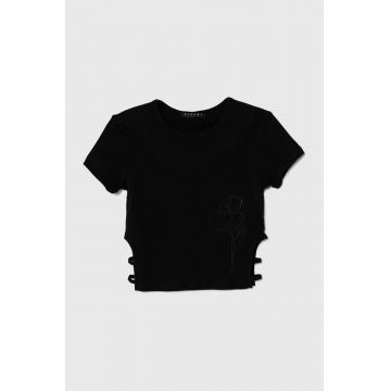 Sisley tricou de bumbac pentru copii culoarea negru