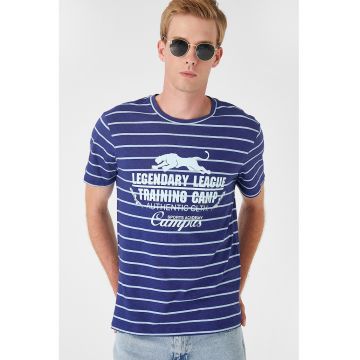 Tricou cu decolteu la baza gatului si model in dungi