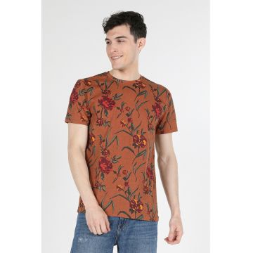 Tricou de bumbac cu model floral