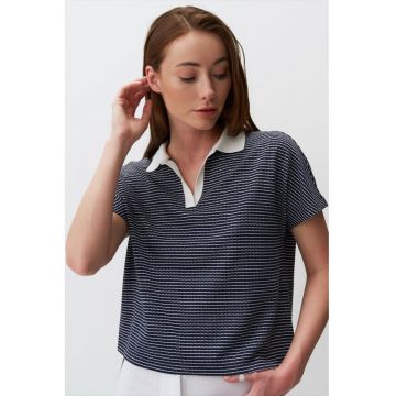 Tricou polo in dungi din amestec de bumbac