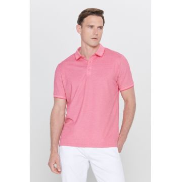 Tricou polo slim fit cu fenta cu nasturi