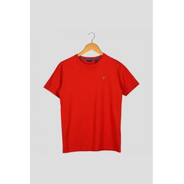 Tricou regular fit cu decolteu la baza gatului si logo