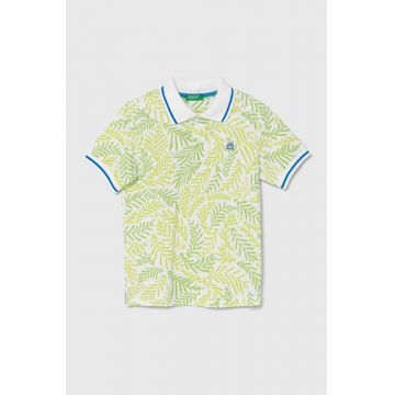 United Colors of Benetton tricouri polo din bumbac pentru copii culoarea verde, modelator