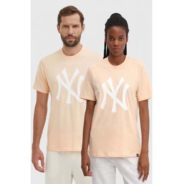 47 brand tricou din bumbac MLB New York Yankees culoarea portocaliu, cu imprimeu, BB017TEMIME617760AF