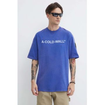 A-COLD-WALL* tricou din bumbac Overdye Logo T-Shirt barbati, cu imprimeu, ACWMTS186