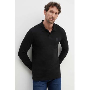 Boss Orange longsleeve barbati, culoarea negru, neted, 50507704