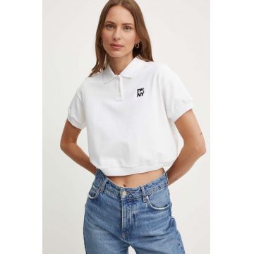 Dkny tricou polo femei, culoarea bej, D2B4A108