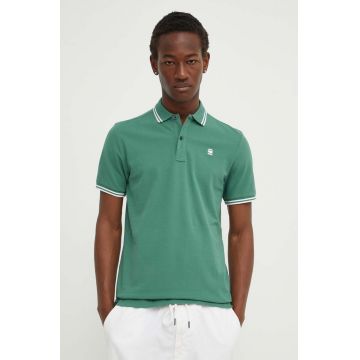 G-Star Raw tricou polo barbati, culoarea verde, neted