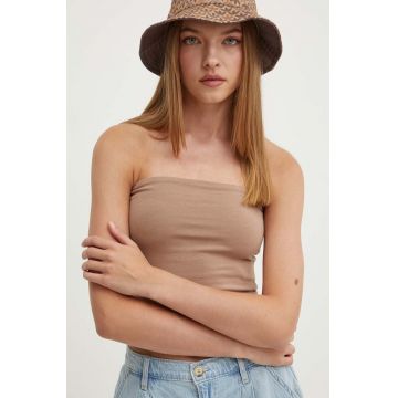 Hollister Co. top femei, culoarea maro