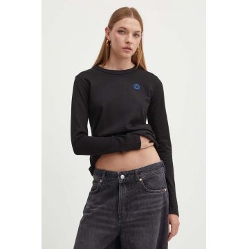 Hugo Blue longsleeve din bumbac culoarea negru, 50520316