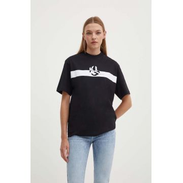 Karl Lagerfeld Jeans tricou din bumbac femei, culoarea negru, 245J1700