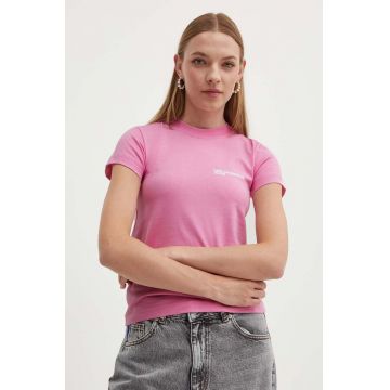 Karl Lagerfeld Jeans tricou din bumbac femei, culoarea roz