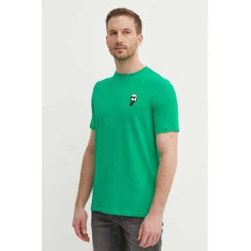 Karl Lagerfeld tricou barbati, culoarea verde, cu imprimeu, 542221.755027